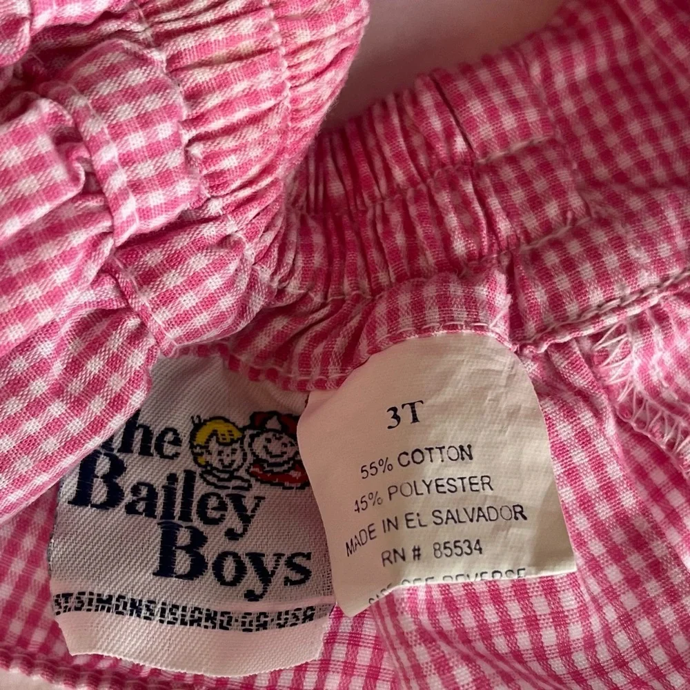 The Bailey Boys Pink Gingham Smocked Mermaid Halter Swim Top 3T